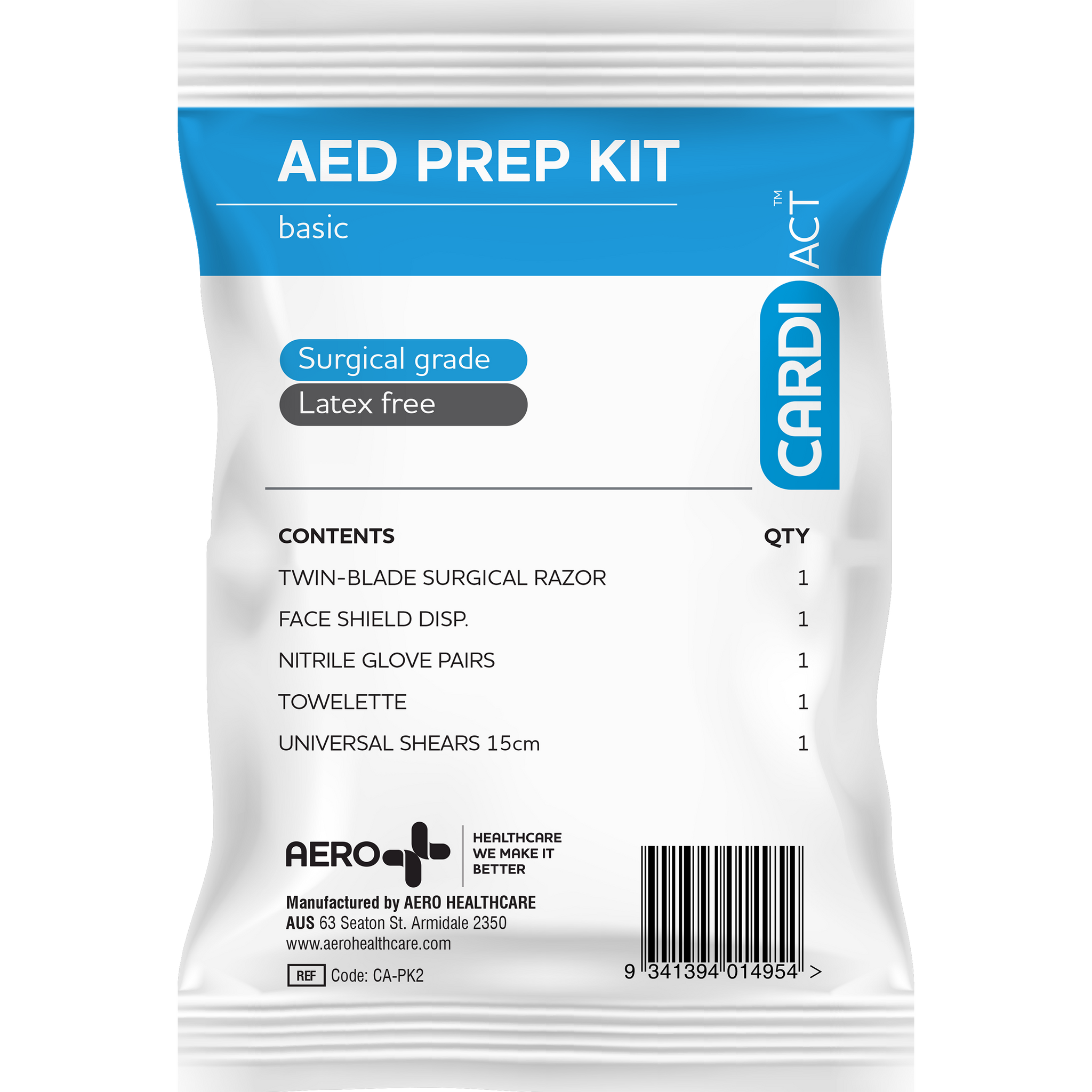 CARDIACT AED Basic Prep Kit 12.5 x 20.5cm