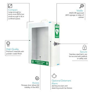 CARDIACT Standard AED Cabinet - Defibrillator and Accessories