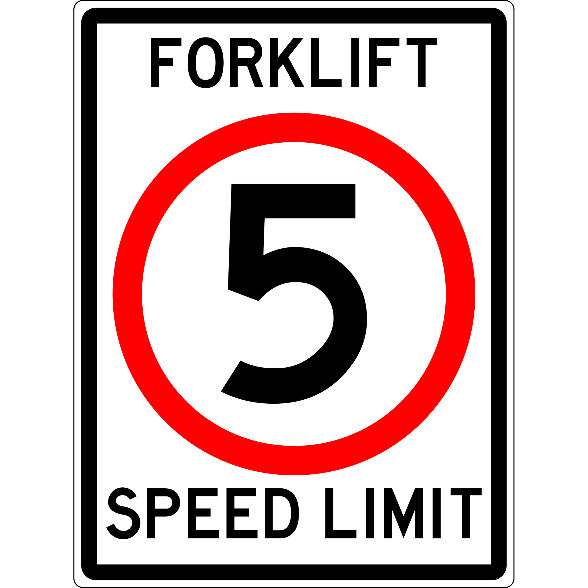 Carpark Sign - Forklift Speed Limit 5 3.5 kg 300x450 material Aluminium ES-CSFSL5-300X450