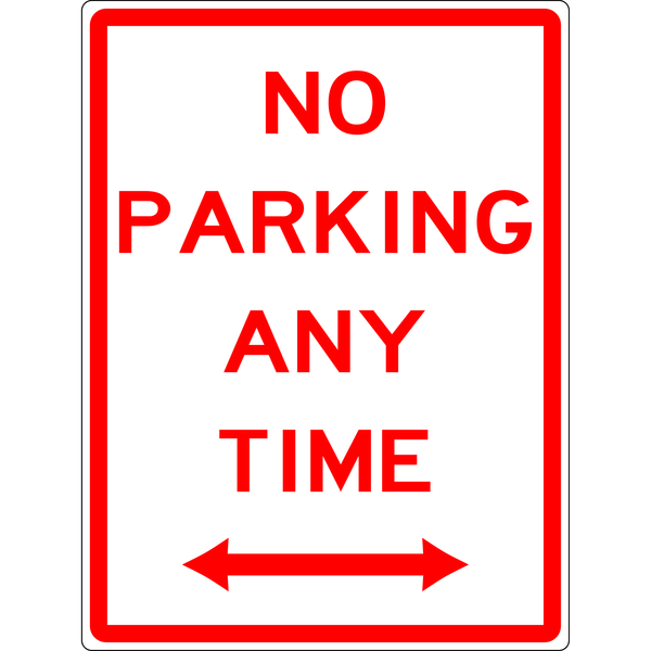 Carpark Sign - No Parking At Any Time Double Arrow 3.5 kg 300x450 material Aluminium ES-CSNPAATDA-300X450