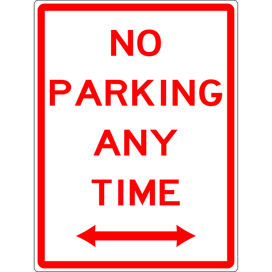 Carpark Sign - No Parking At Any Time Double Arrow 3.5 kg 600x450 material Poly ES-CSNPAATDA-P-600X450
