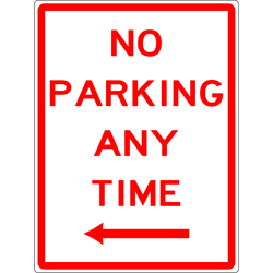Carpark Sign - No Parking Any Time Left Arrow 3.5 kg 300x450 material Aluminium ES-CSNPAATLA-300X450