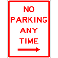 Carpark Sign - No Parking Any Time Right Arrow 3.5 kg 300x450 material Aluminium ES-CSNPAATRA-300X450