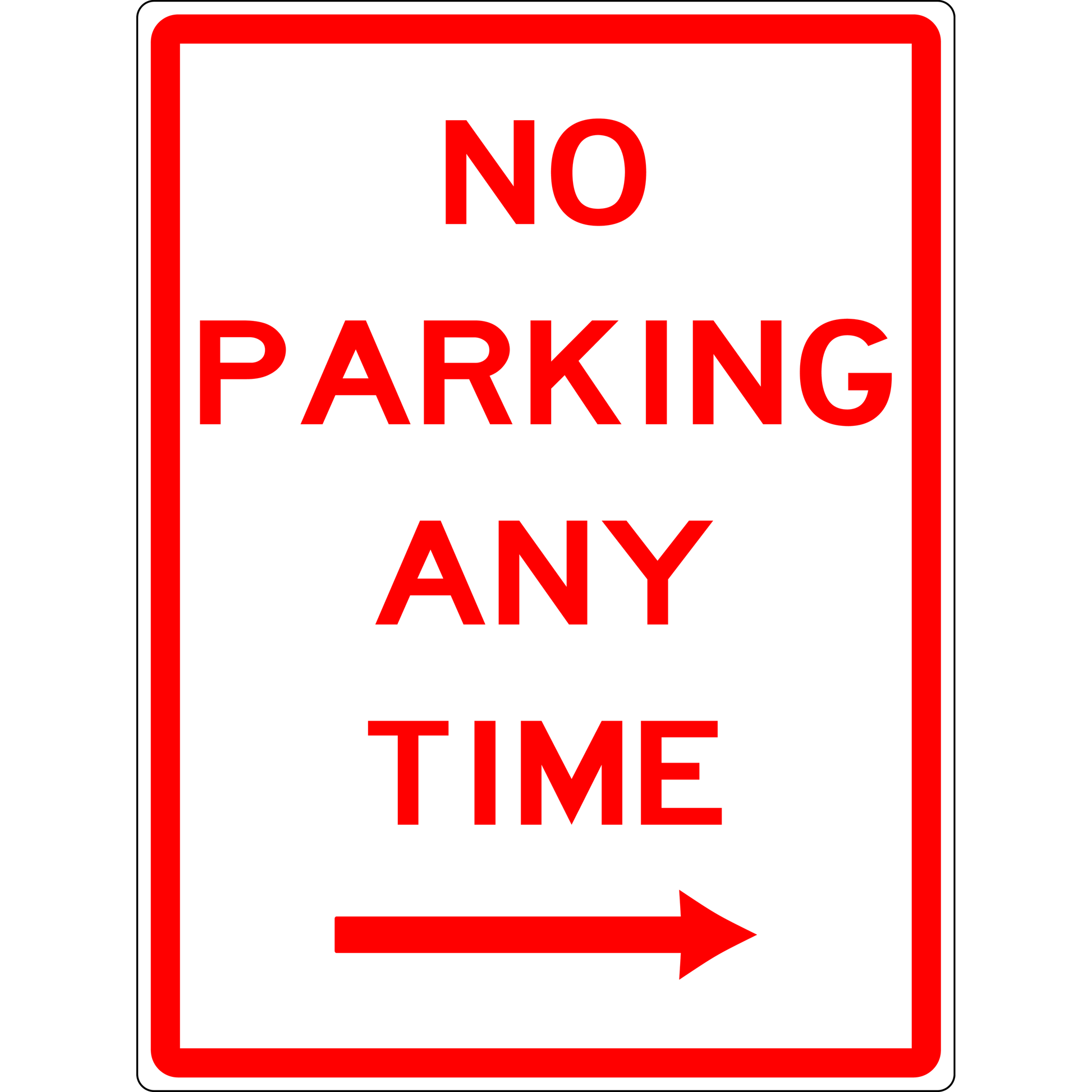 Carpark Sign - No Parking Any Time Right Arrow 3.5 kg 300x450 material Aluminium ES-CSNPAATRA-300X450