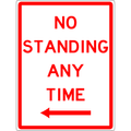 Carpark Sign - No Standing Any Time Left Arrow 3.5 kg 300x450 material Aluminium ES-CSNSATLA-300X450