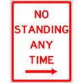 Carpark Sign - No Standing Any Time Right Arrow 3.5 kg 600x450 material Aluminium ES-CSNSATRA-600X450