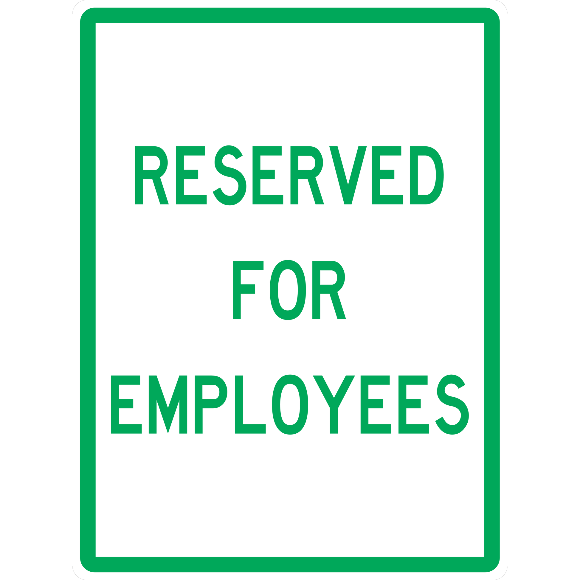 Carpark Sign - Reserved For Employees 3.5 kg 600x450 material Poly ES-CSRFE-P-600X450