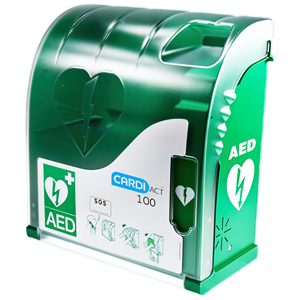 CARDIACT Green Outdoor Connected AED Cabinet 42 x 38 x 15cm