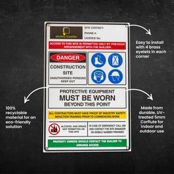 Construction Site Entry Sign - 900x600mm