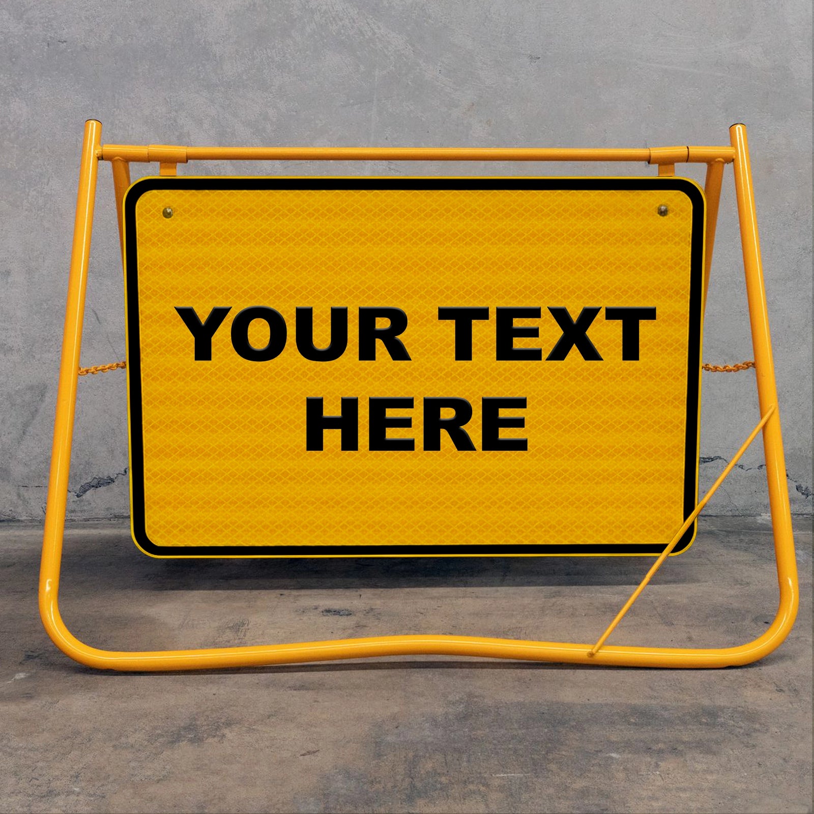 Even with custom text, we use Class 1 Reflective material on a galvanised steel face to ensure the message is visible 24/7.