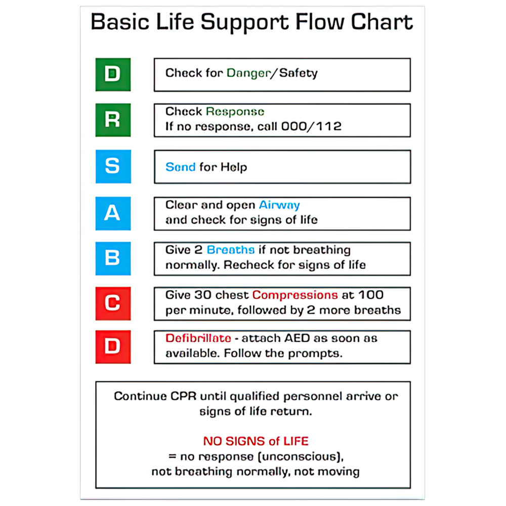 AEROGUIDE CPR Flow Chart Card 10 x 14cm