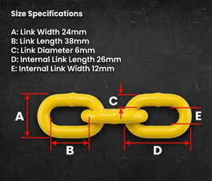 Yellow Galvanised Chain 6mm - Per/metre - Low Clearance Height Bar Accessories