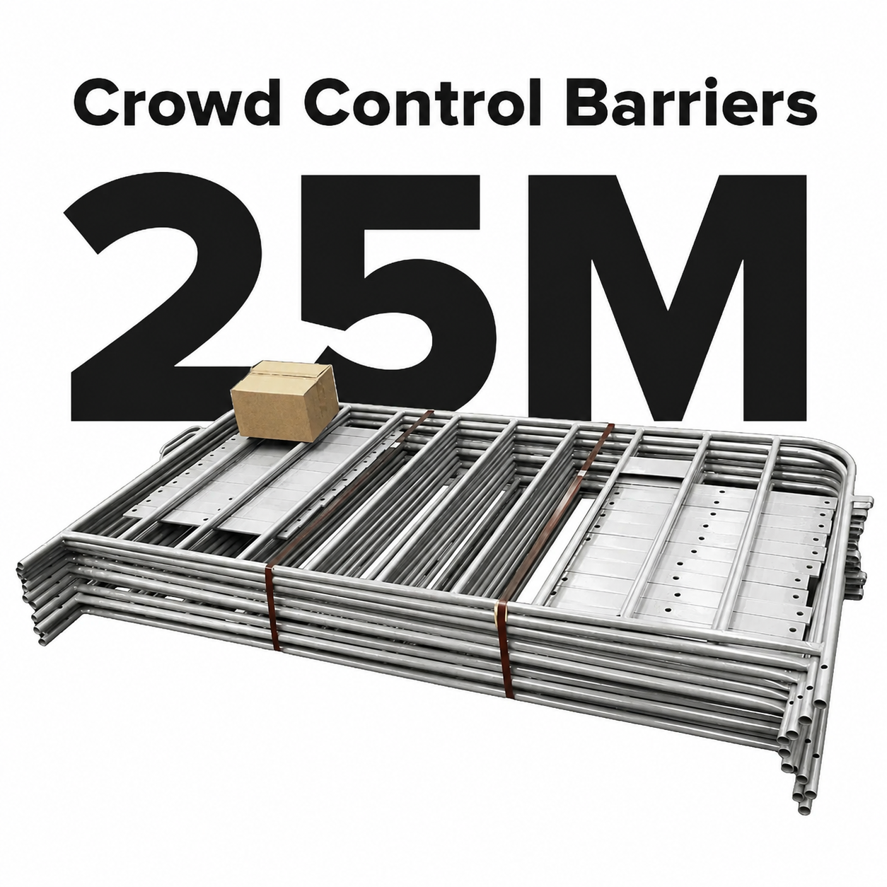 Galvanised Crowd Control Barriers - 25m Pack