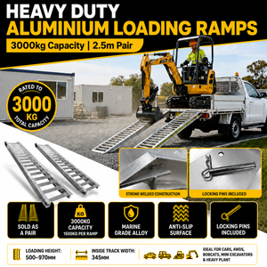 Aluminium Loading Ramps Heavy Duty 2.5M- Pair - 3000Kg - Steel & Aluminium Loading Ramps