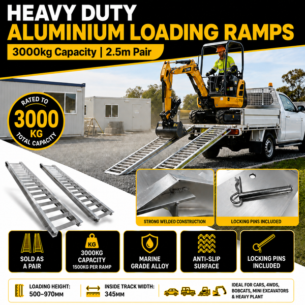Aluminium Loading Ramps Heavy Duty 2.5M- Pair - 3000Kg