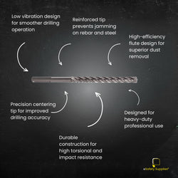 Engineered to minimize the vibrational impact on the operator, this bit allows for more comfortable use during extended deep-drilling tasks in NSW civil and structural projects.