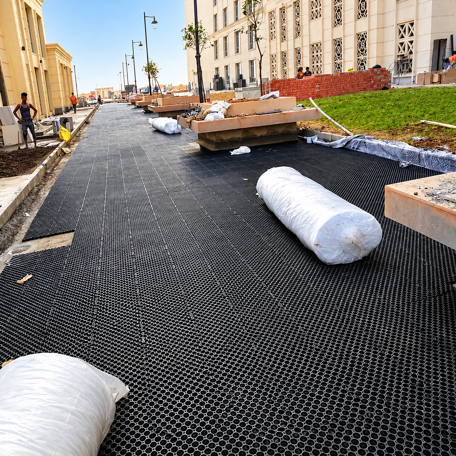 Nero 500mm x 600mm x 20mm sub-soil drainage cell panel.
