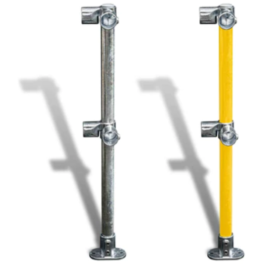 Cope Modular Handrail - Corner Stanchion (Horz) - Base Mount 35 kg Color Powder Coated Yellow CMH-CS-HA-BM-Y