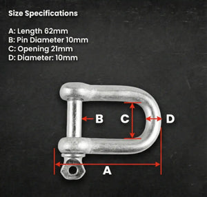 D Shackle - 10mm - Low Clearance Height Bar Accessories