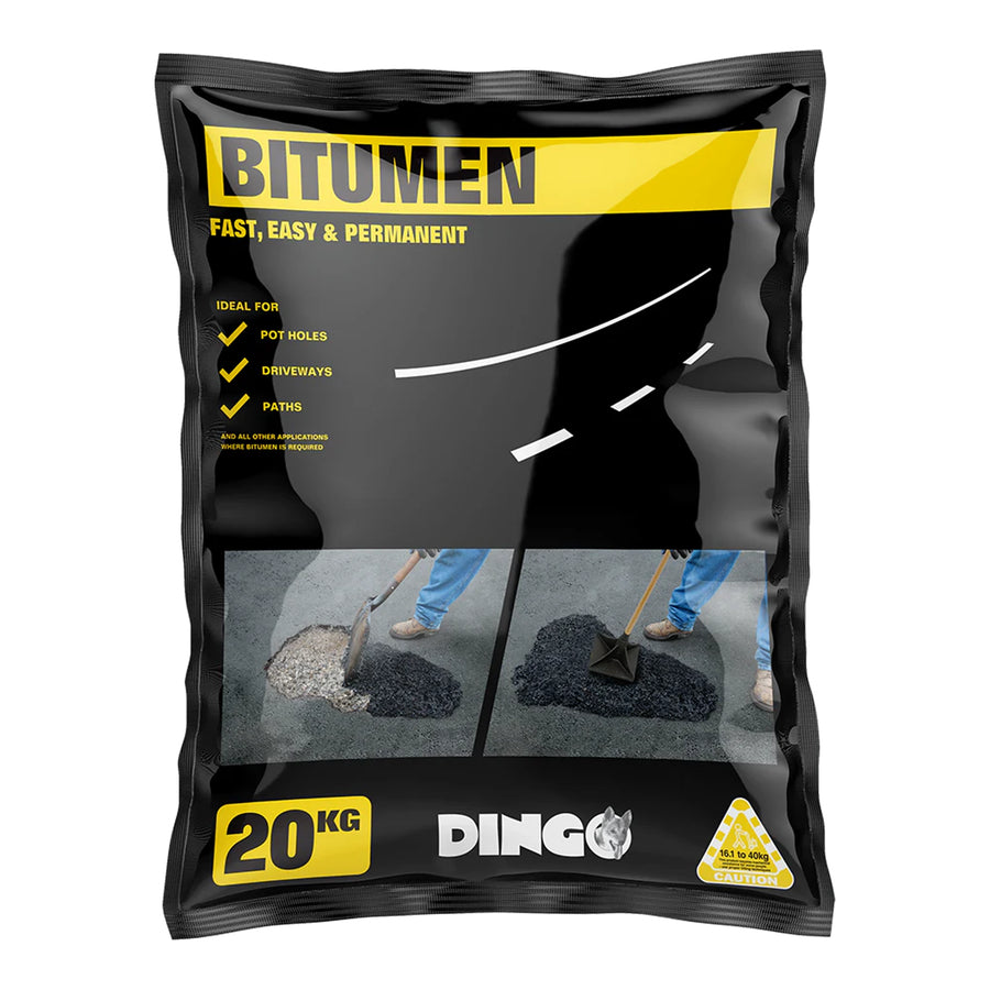 [Dingo Bitumen Quick Repair 20kg Bag], professional-grade cold mix asphalt for instant pothole and driveway repairs.