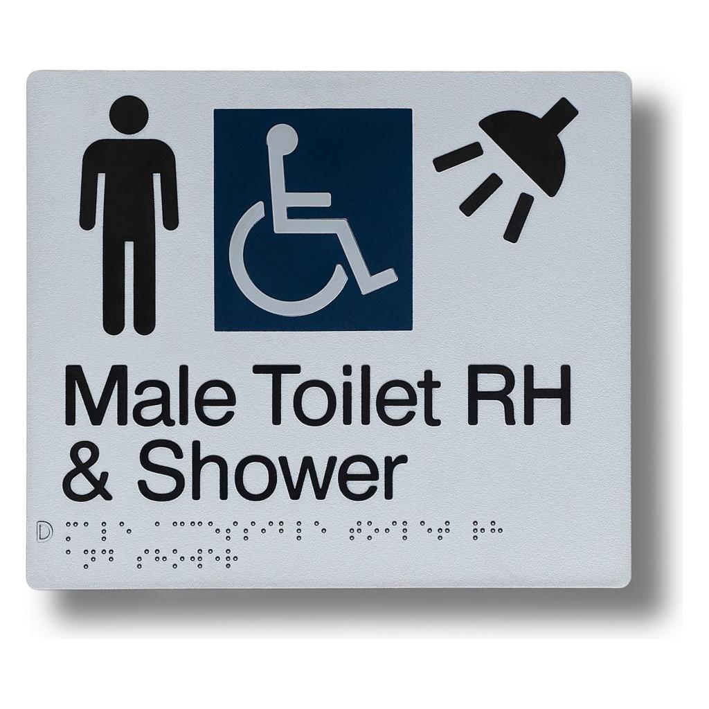 Male Toilet & Shower (Accessible) Sign 3.5 kg size-and-type Male Toilet & Shower (Accessible) - 210x180mm BS-MTA-S