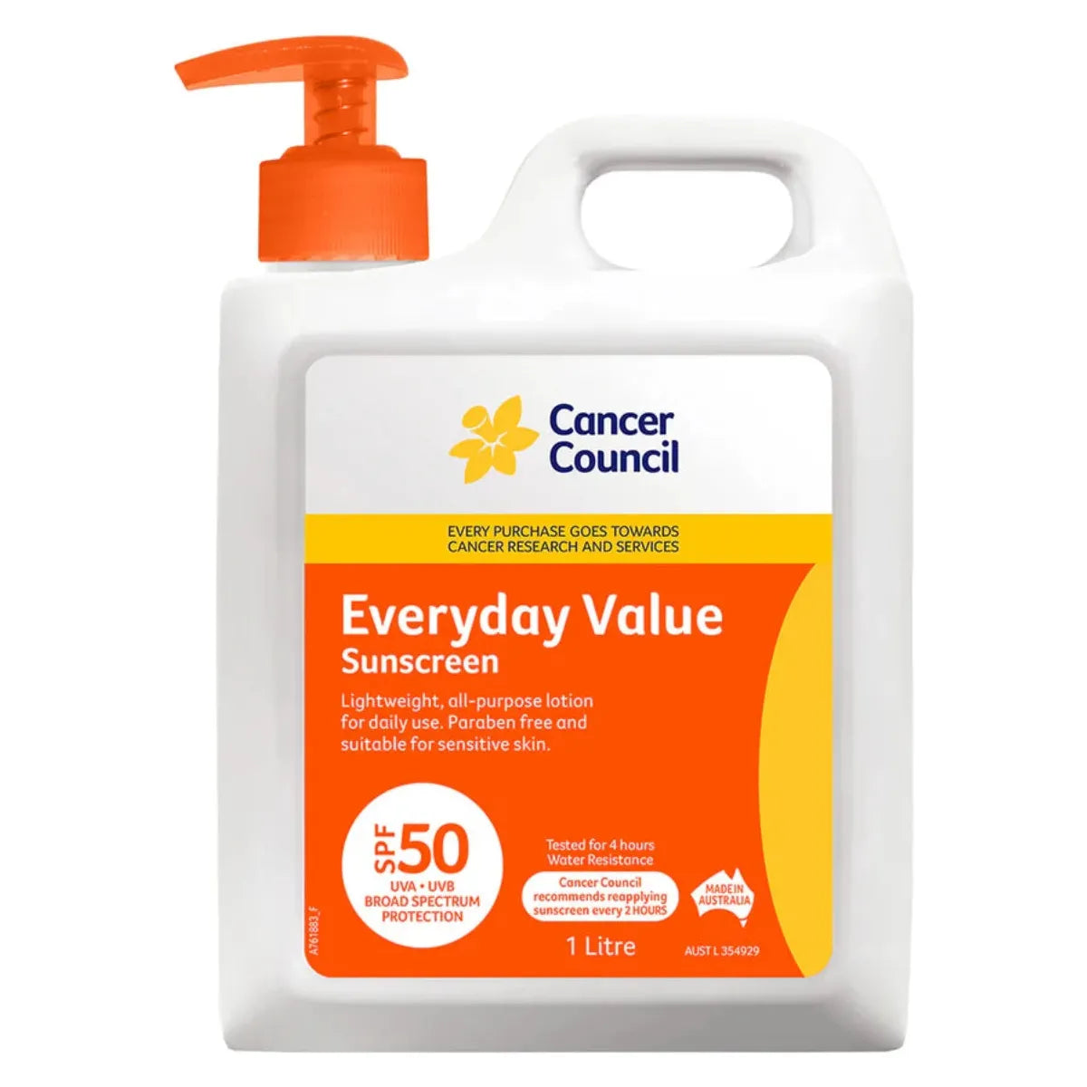 CCA Everyday Value Sunscreen SPF50 1 Litre