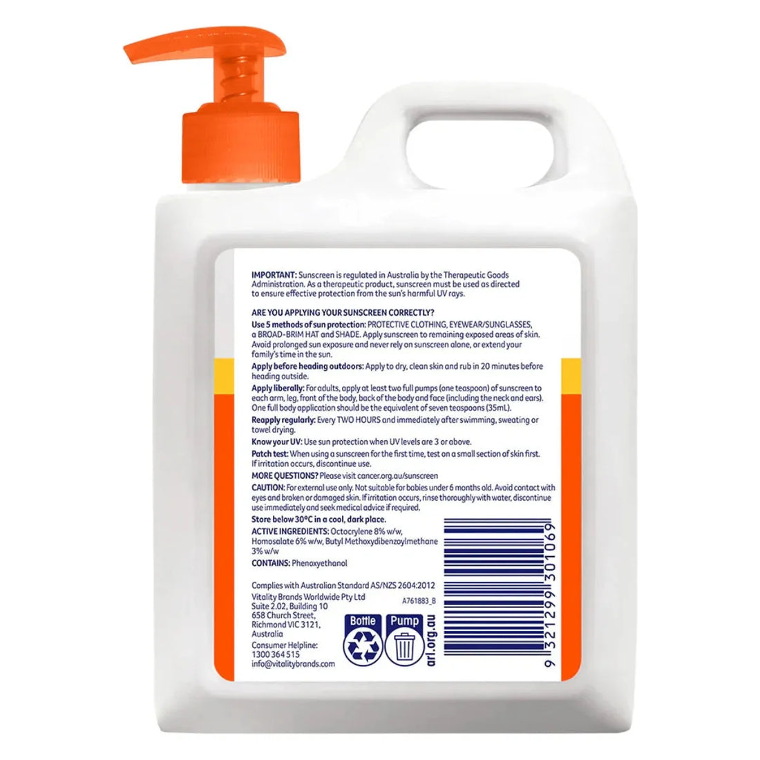 CCA Everyday Value Sunscreen SPF50 1 Litre