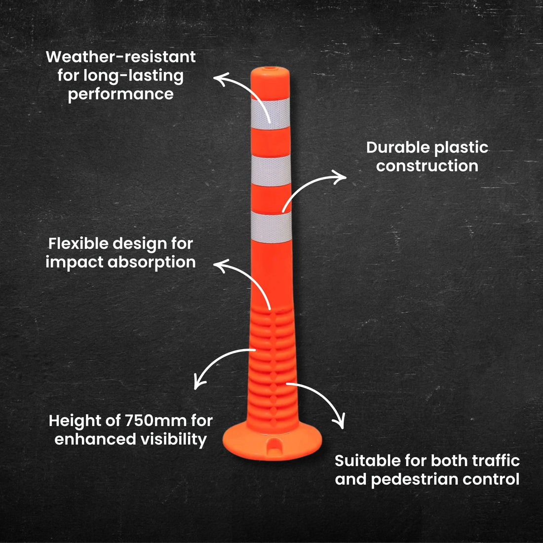 Plastic Flexible Bollard (750mm High) 3.5 kg Color Orange FB-P-750