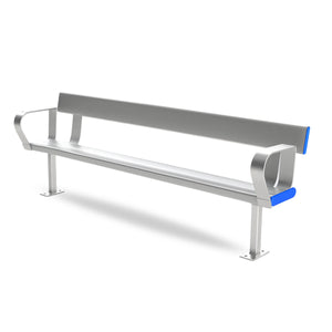 Aluminium Bench Seat With Backrest and Arm Rests - Surface Mounted - Benches