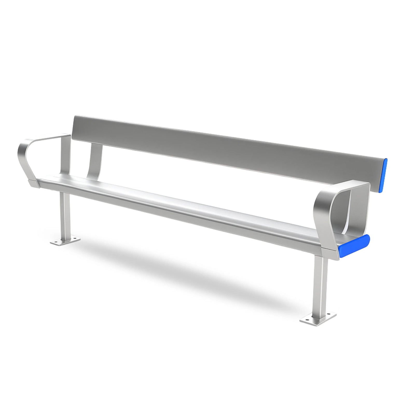 Aluminium Bench Seat With Backrest and Arm Rests - Surface Mounted