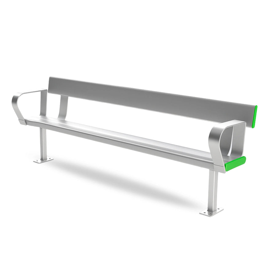 Aluminium Bench Seat With Backrest and Arm Rests - Surface Mounted