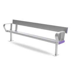 Aluminium Bench Seat With Backrest and Arm Rests - Surface Mounted