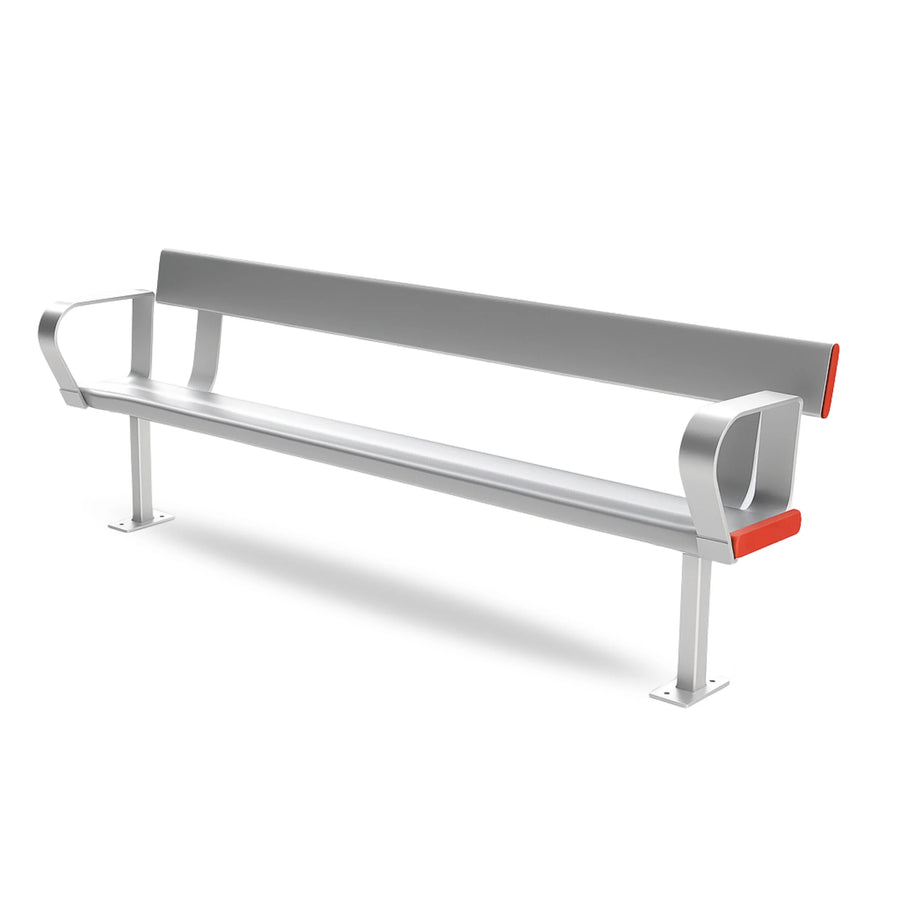 Aluminium Bench Seat With Backrest and Arm Rests - Surface Mounted
