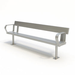 Aluminium Bench Seat With Backrest and Arm Rests - Surface Mounted