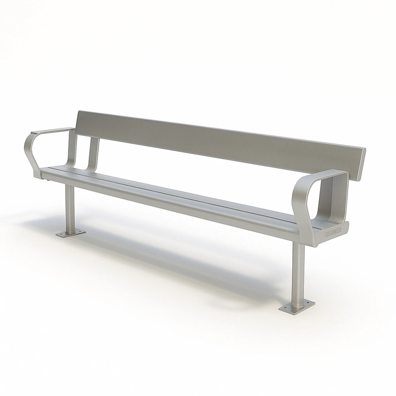 Aluminium Bench Seat With Backrest and Arm Rests - Surface Mounted