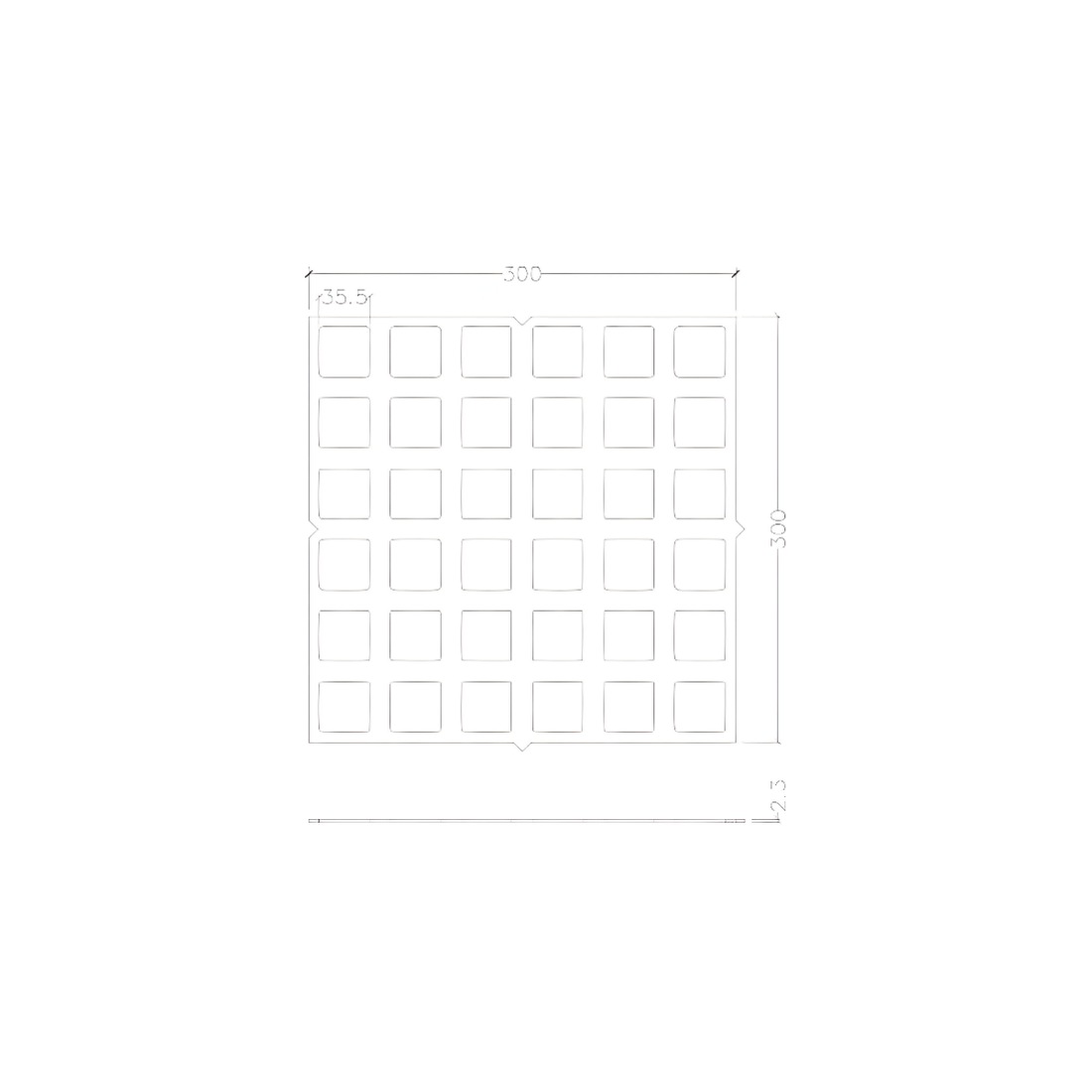 Installation Template – Flat Back TGSI TSA 300mm X 300mm 10.5 kg