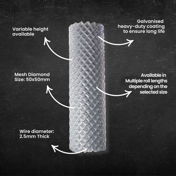Galvanised Chain Link Fence - Multiple Sizes