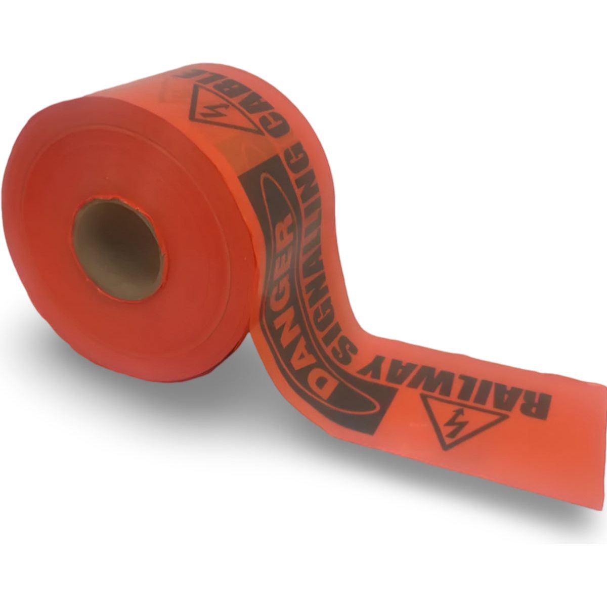 Mains Marker Tape, Railway Signalling Cable Below - 150mm x 500m (ORANGE)