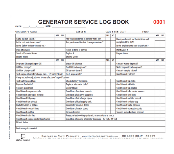 Generator Service Logbook