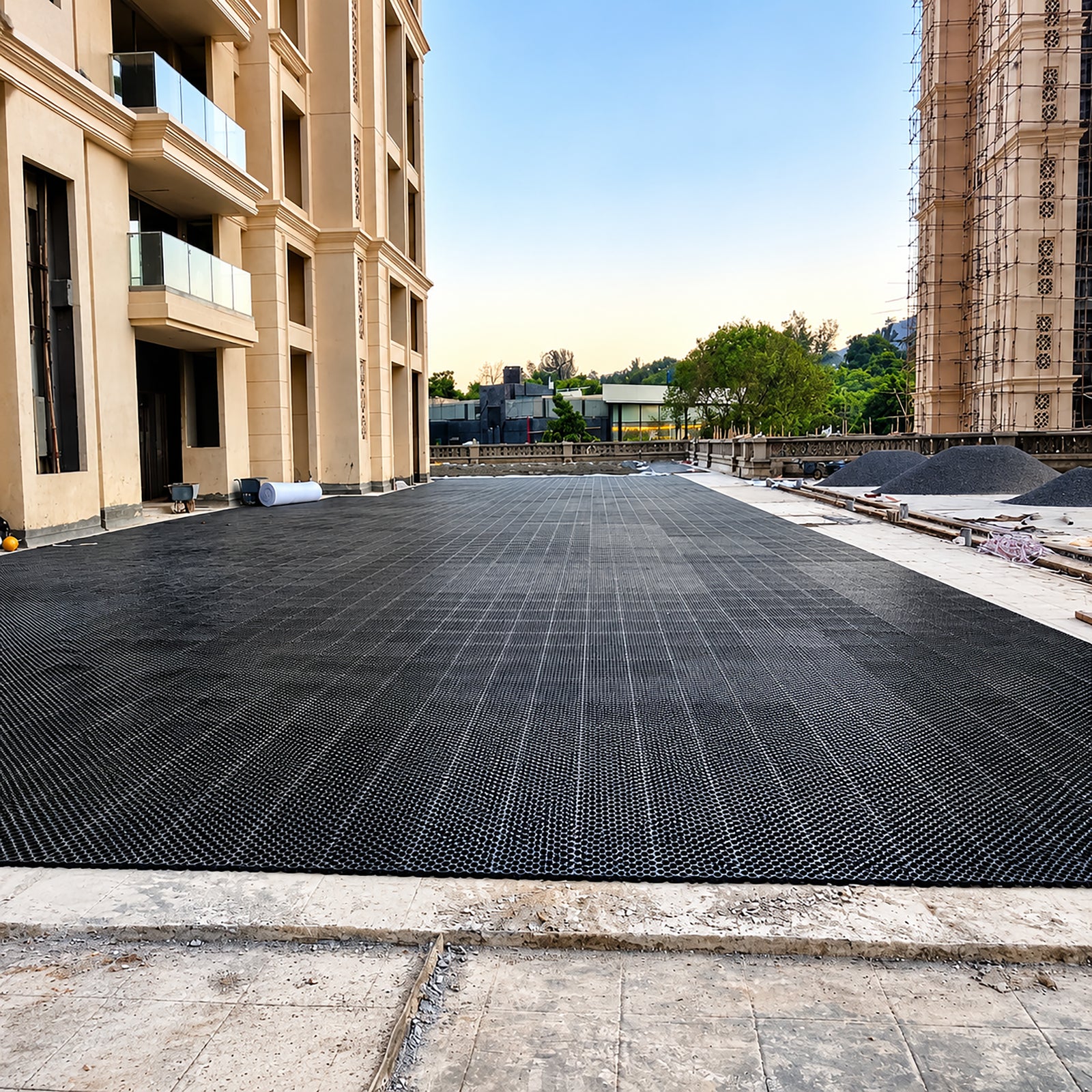 Interlocking 20mm Nero drainage cell panel showing the open grid matrix for protecting waterproof membranes and enabling rapid water flow.