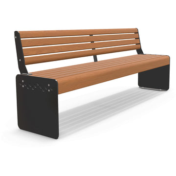 Hyve 2m Park Seat, 2000mm Aluminium Outdoor Bench in Blackbutt TimberImage Finish for Parks and Commercial Spaces.