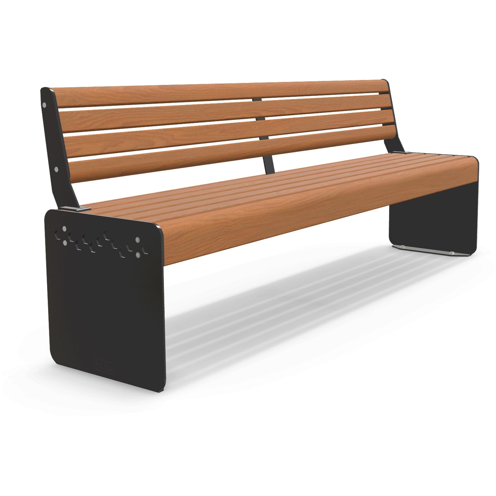Hyve 2m Park Seat, 2000mm Aluminium Outdoor Bench in Blackbutt TimberImage Finish for Parks and Commercial Spaces.