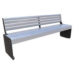 Hyve 2m Deluxe Park Seat with Backrest, 2000mm Clear Anodised Aluminium Outdoor Bench for Public Infrastructure and Parks.
