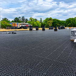 Heavy-duty 50mm black plastic interlocking grass paver panel designed for gravel or turf stabilization and driveway support.