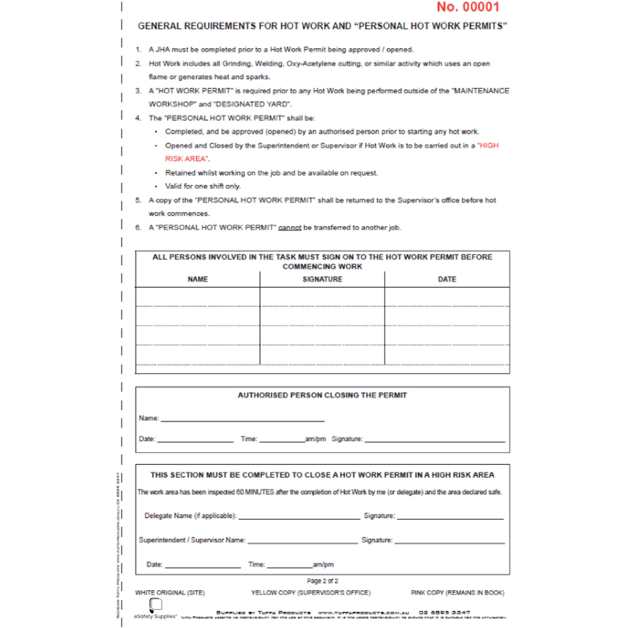 Hot Work Permit Books