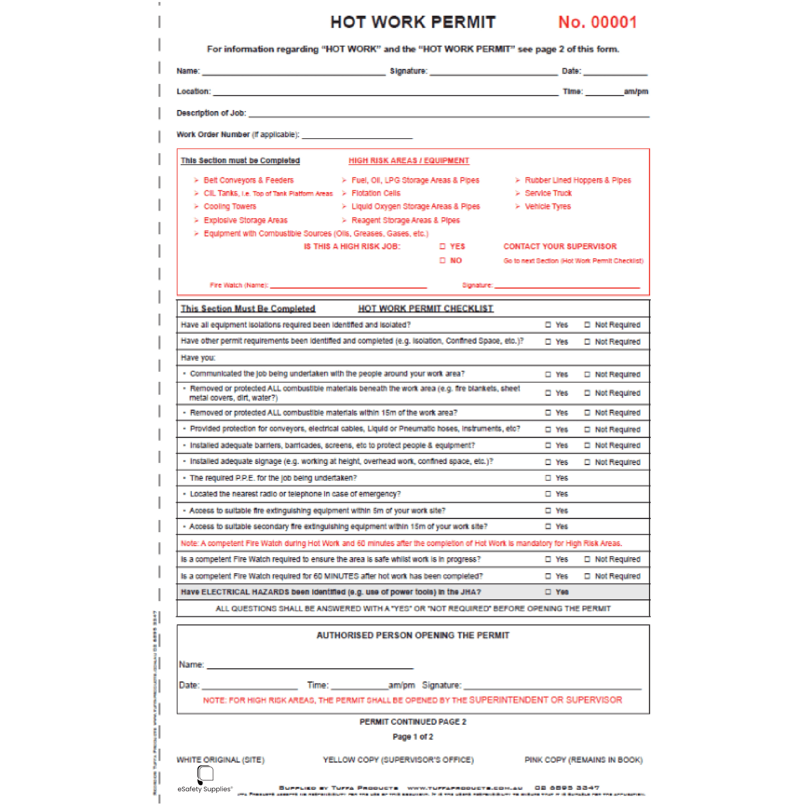 Hot Work Permit Books