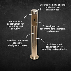 Intercom Card Reader Bollard - 1400mm - Stainless Steel - Intercom Bollards