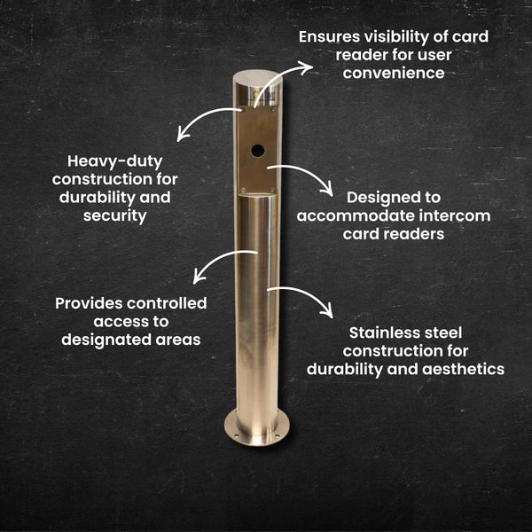 Intercom Card Reader Bollard - 1400mm - Stainless Steel