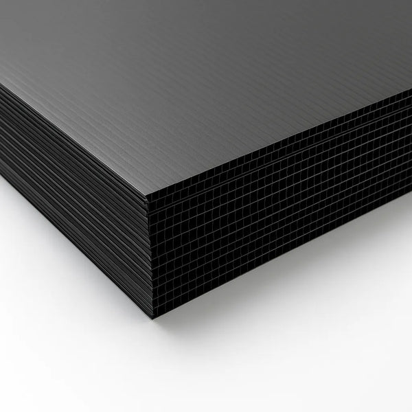 3mm Black Corflute Protection Sheet, 1830 x 1220mm Fluted Polypropylene Board for Construction Floor and Wall Protection.