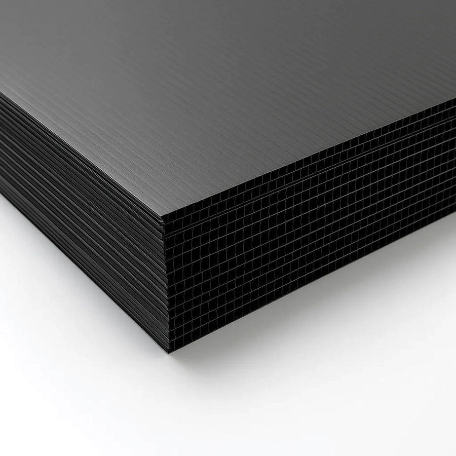 Black 2.5mm corflute protection sheet 2440x1220mm – fluted polypropylene floor and surface protection board